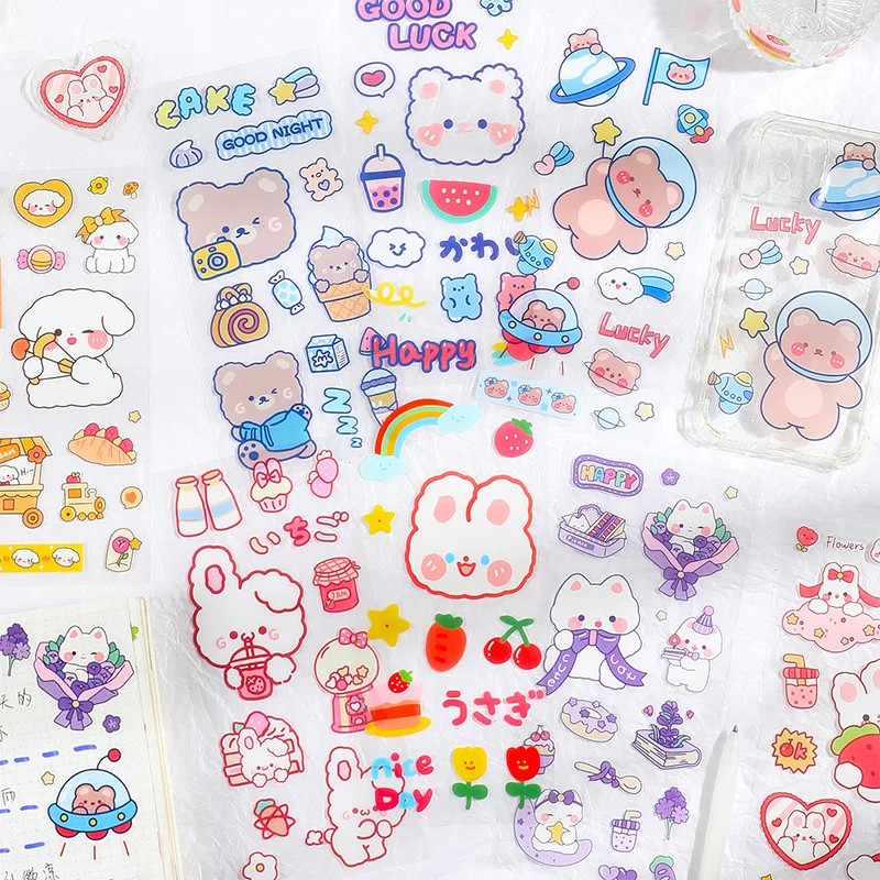 🔥1 ชิ้น รูปแบบส่งแบบสุ่ม🔥 สติ๊กเกอร์น่ารัก สติ๊กเกอร์ PVC สติ๊กเกอร์ใส ติดแก้วน้ำ ติดเคส โน๊ตบุ๊คตกแต่ง