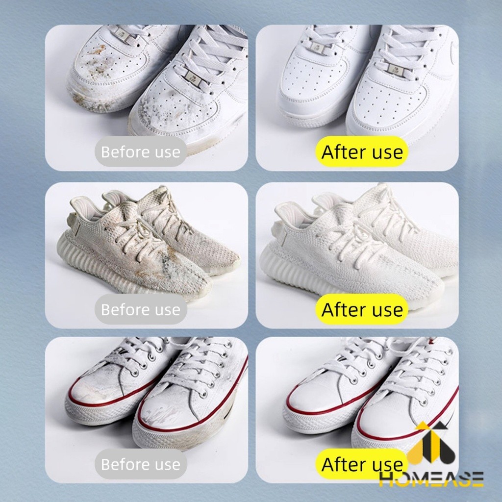 HA ครีมขัดรองเท้า 120g น้ำยาขัดรองเท้าขาว ไม่ต้องล้าง พร้อมฟองน้ำสำหรับขัด Shoe Cleaning Cream