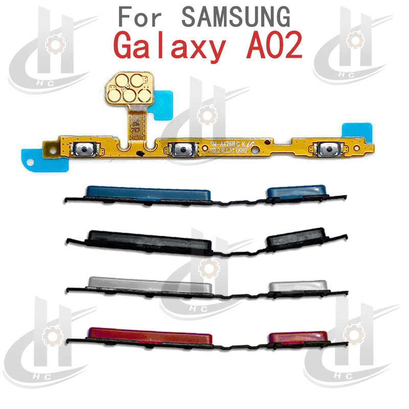 สําหรับ Samsung Galaxy A02 A022F ปุ่มปรับระดับเสียงด้านข้างปุ่ม Flex Cable Keys ปุ่มปิดระดับเสียงพร้อมการชาร์จปุ่มขึ้นและลงด้านข้างอะไหล่ทดแทน