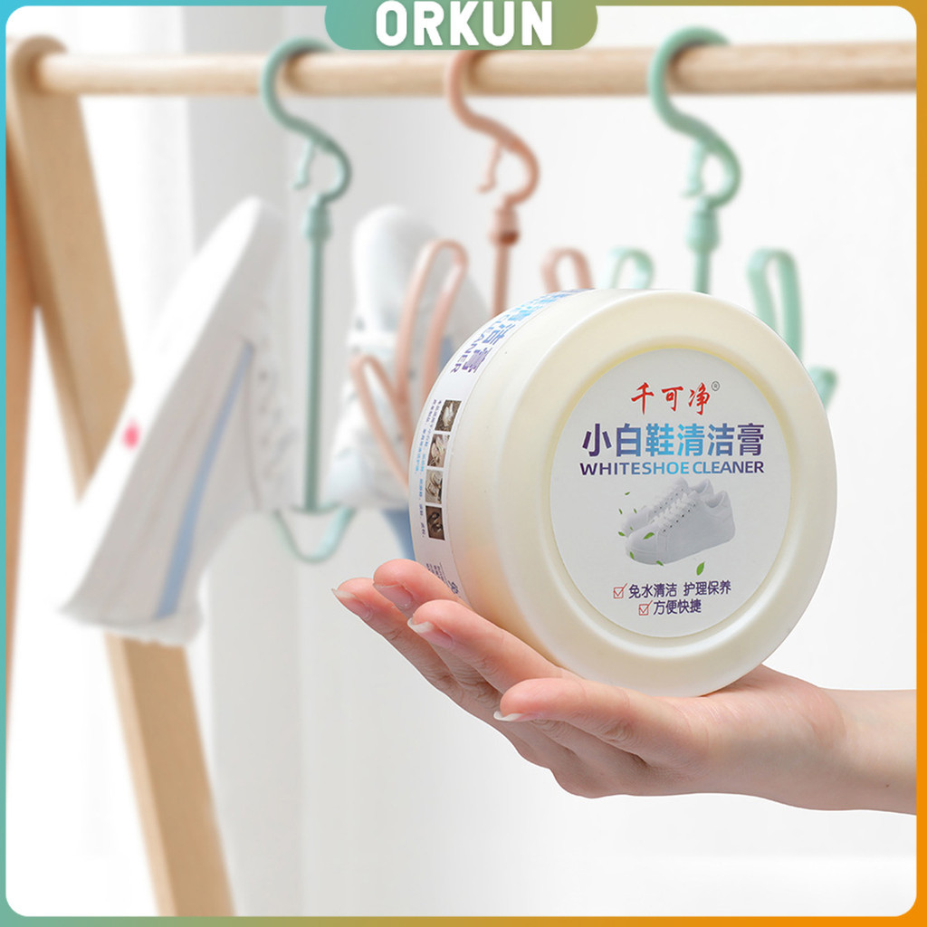 Orkun ครีมขัดรองเท้า 120g น้ำยาขัดรองเท้าขาว ไม่ต้องล้าง พร้อมฟองน้ำสำหรับขัด Shoe Cleaning Cream