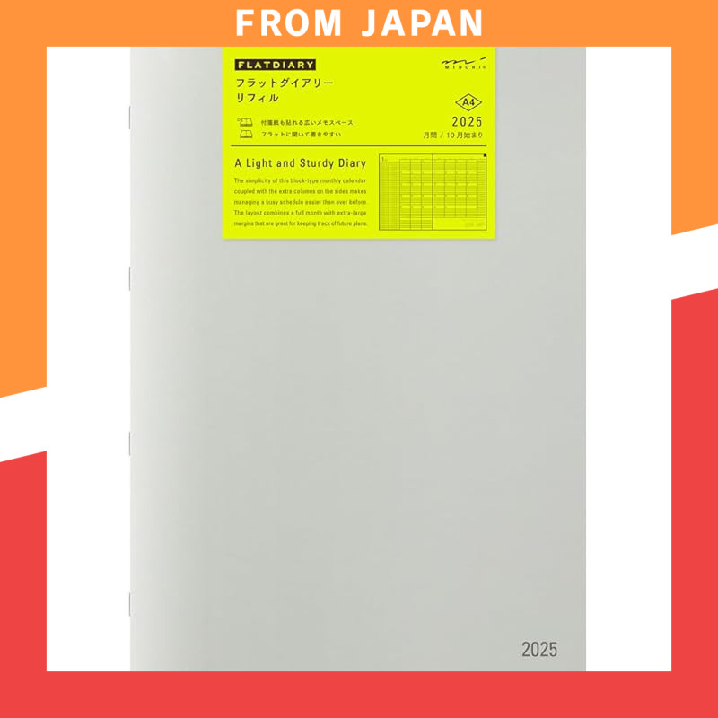 Midori A5 Flat Diary 2025 Monthly Refill (Starts October 2024)