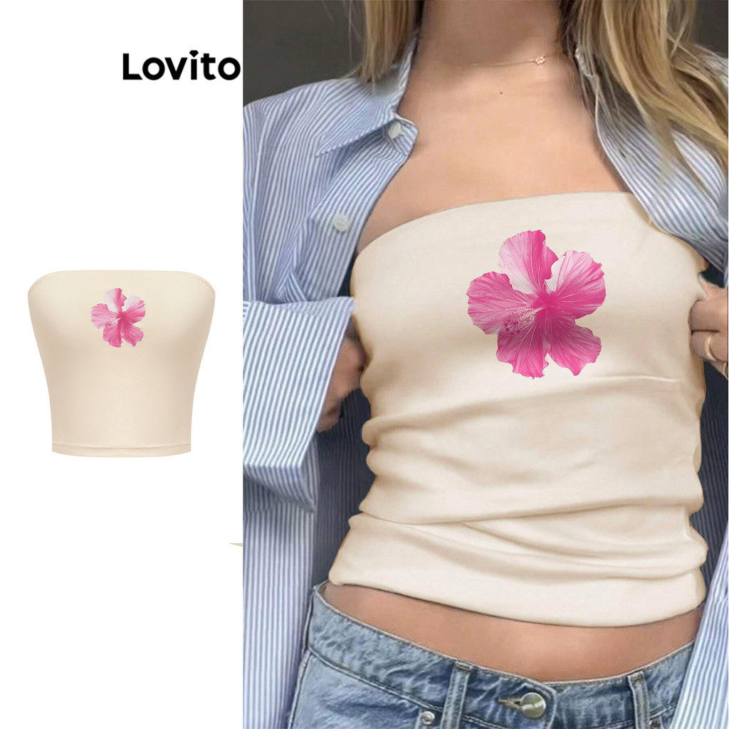 Lovito เสื้อกล้ามลายดอกไม้ลำลองสำหรับผู้หญิง L99ED966
