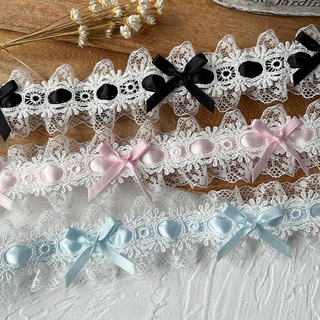 [100 ซม.] French Lolita High-End Bow Lace Accessories Tie Pain Bag diy วัสดุริบบิ้นจีบตกแต่ง