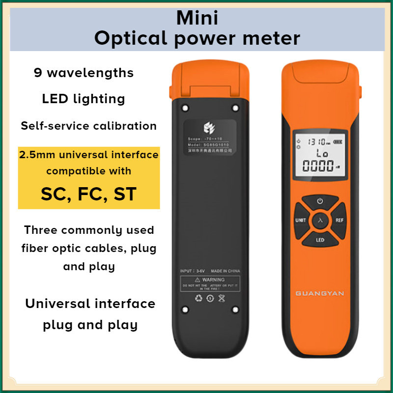 เครื่องทดสอบไฟเบอร์ออปติกสําหรับไฟออปติคอล ใหม่ Mini All in One แบบพกพาน้ําหนักเบา Optical Power Meter Accurancy ชาร์จ Optic Power Meter 7 ความยาวคลื่น