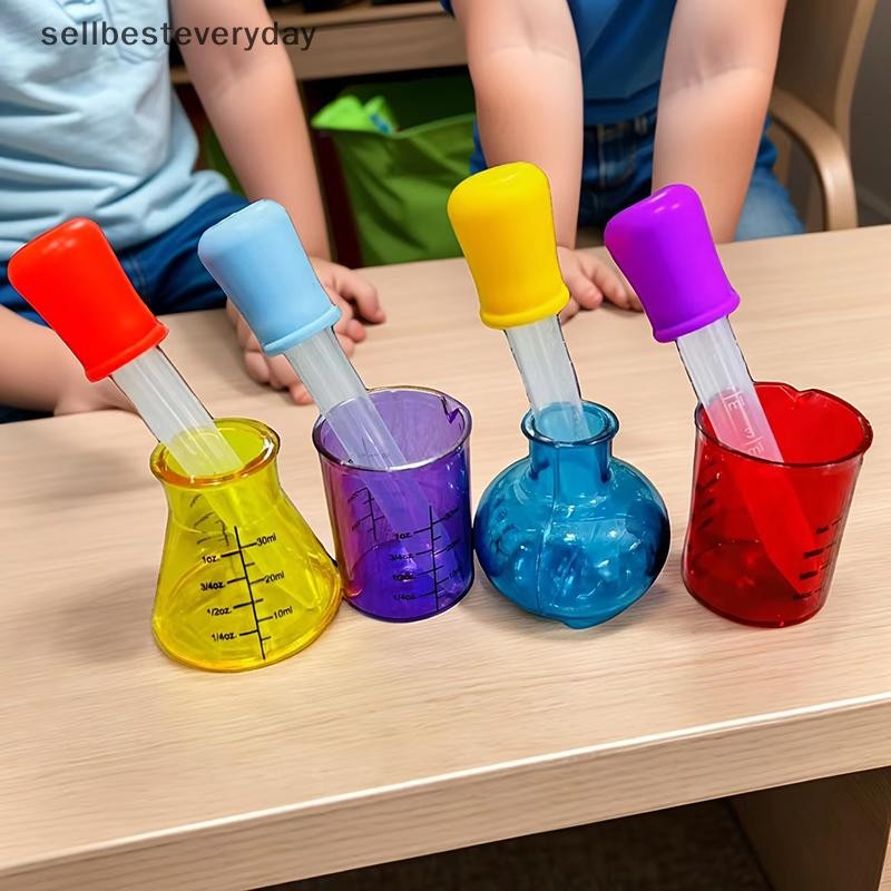 SETH 1 ชุดถ้วยตวงเพื่อการศึกษาพลาสติกการสอน Aid การทดลองวิทยาศาสตร์ Sensory DIY 4 ถ้วยตวงสี Vary