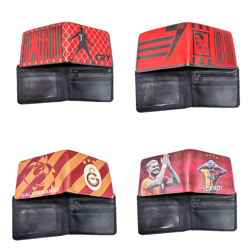 หนัง PU HD พิมพ์ BiFold กระเป๋าสตางค์ Creative Card Holder กระเป๋าใส่เหรียญคลิป Football Club โลโก้ 