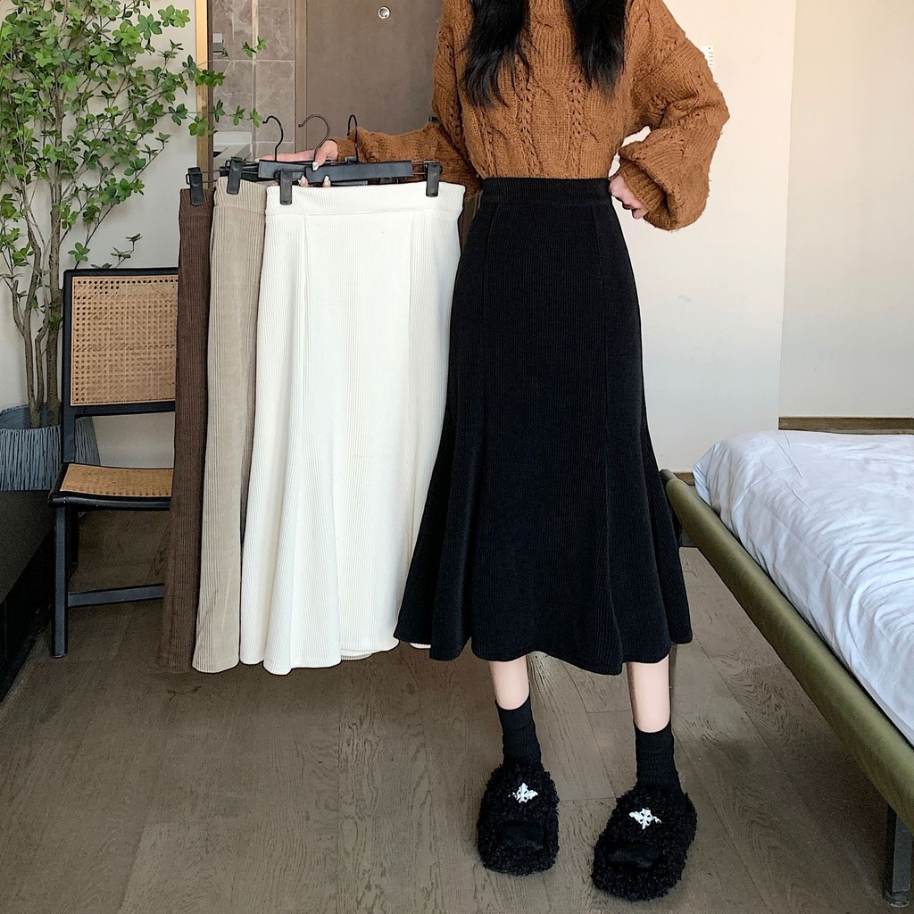 Rommers S-6XLกระโปรงเอวสูงหางปลากระโปรงกระโปรงสไตล์เกาหลี