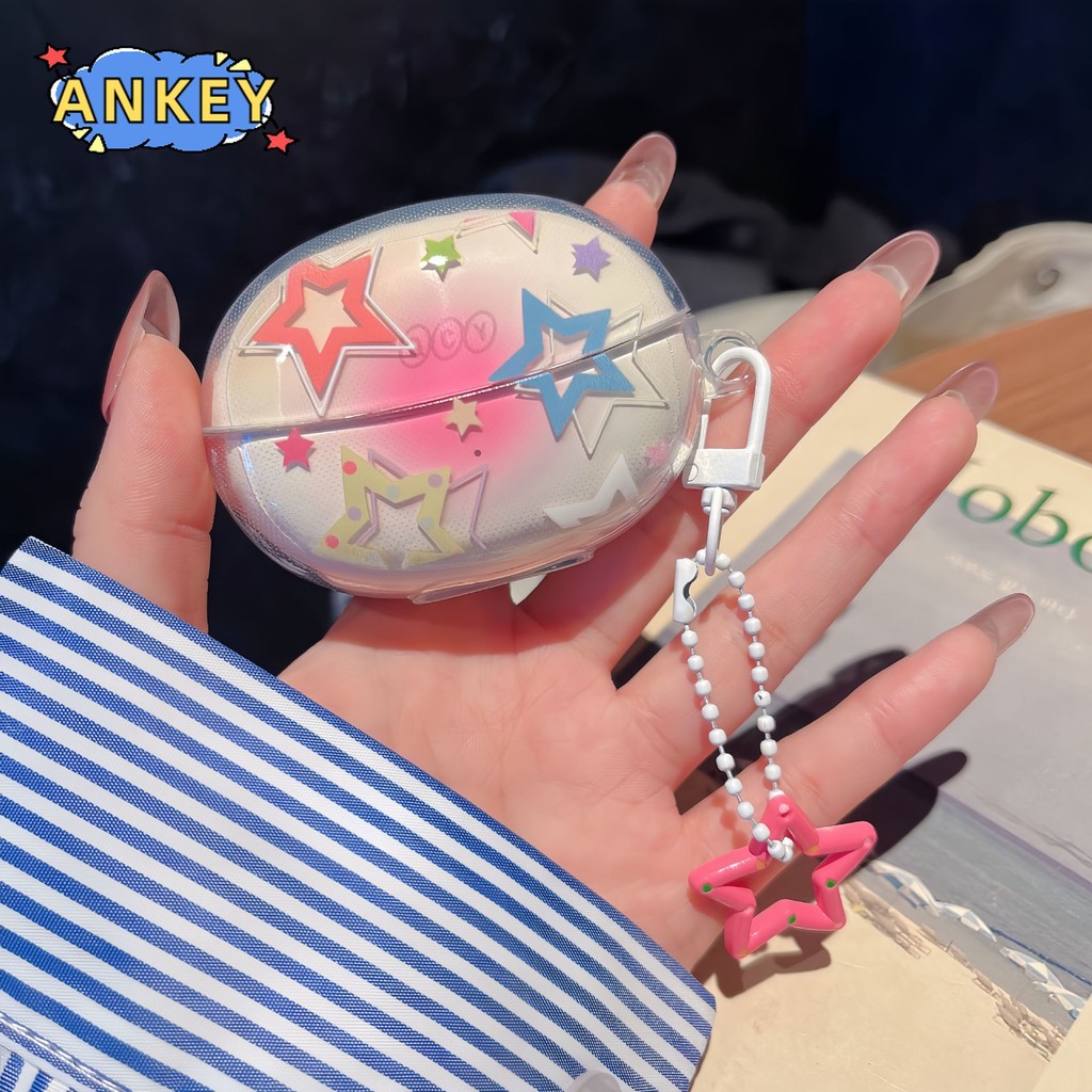 For QCY Crossky C30S C30 Transparent Earphone Silicone Case Earbuds Purple Butterfly Waterproof Shockproof Soft Protective Headphone Cover Headset Skin with Hook - รูปที่ 2