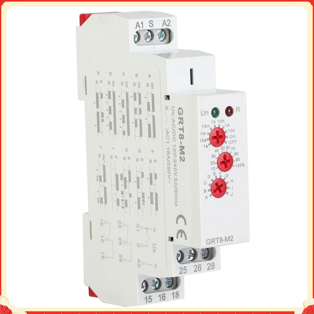 Multifunctional Time Relay GRT8-M2 AC/DC 12-240V 10 Delay ฟังก์ชั่นปรับจับเวลา 0.1 วินาทีถึง 10 วันช