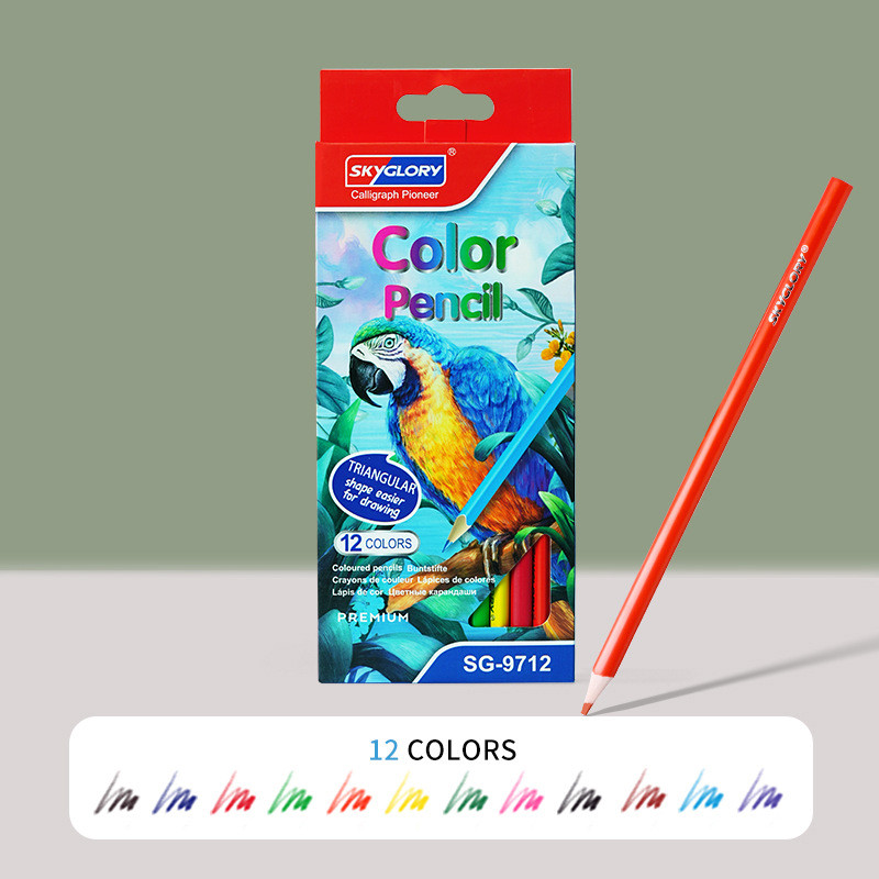 สีไม้ยาว​ 12​ สี​ ดินสอสีไม้แท่งยาว ดินสอสีวาดรูป เฉดสีธรรมชาติ สวยสมจริง ไม่หักเปราะขณะระบายสี