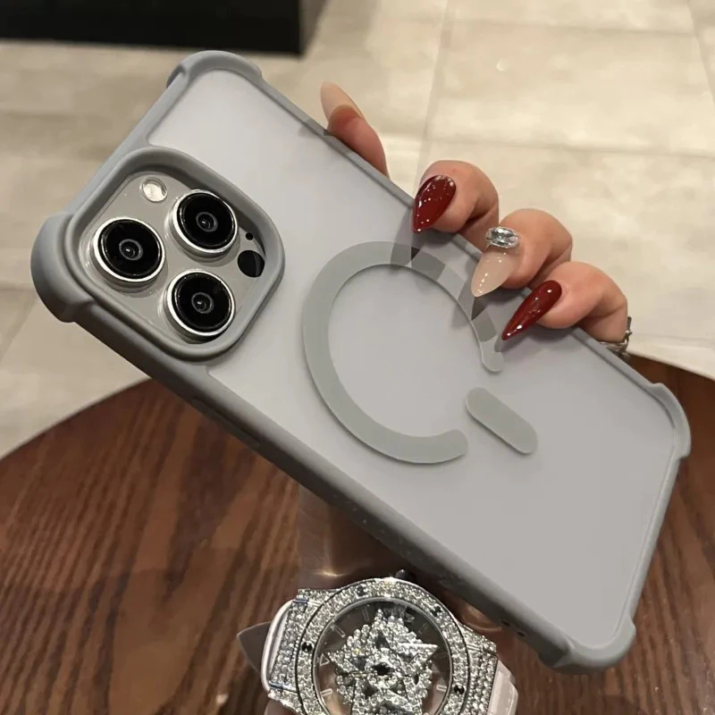 กันกระแทก Matte Clear กันชนสําหรับ iPhone 16 16E 15 14 Plus 13 12 11 Pro Max สําหรับแม่เหล็กชาร์จไร้สาย Capa Cover