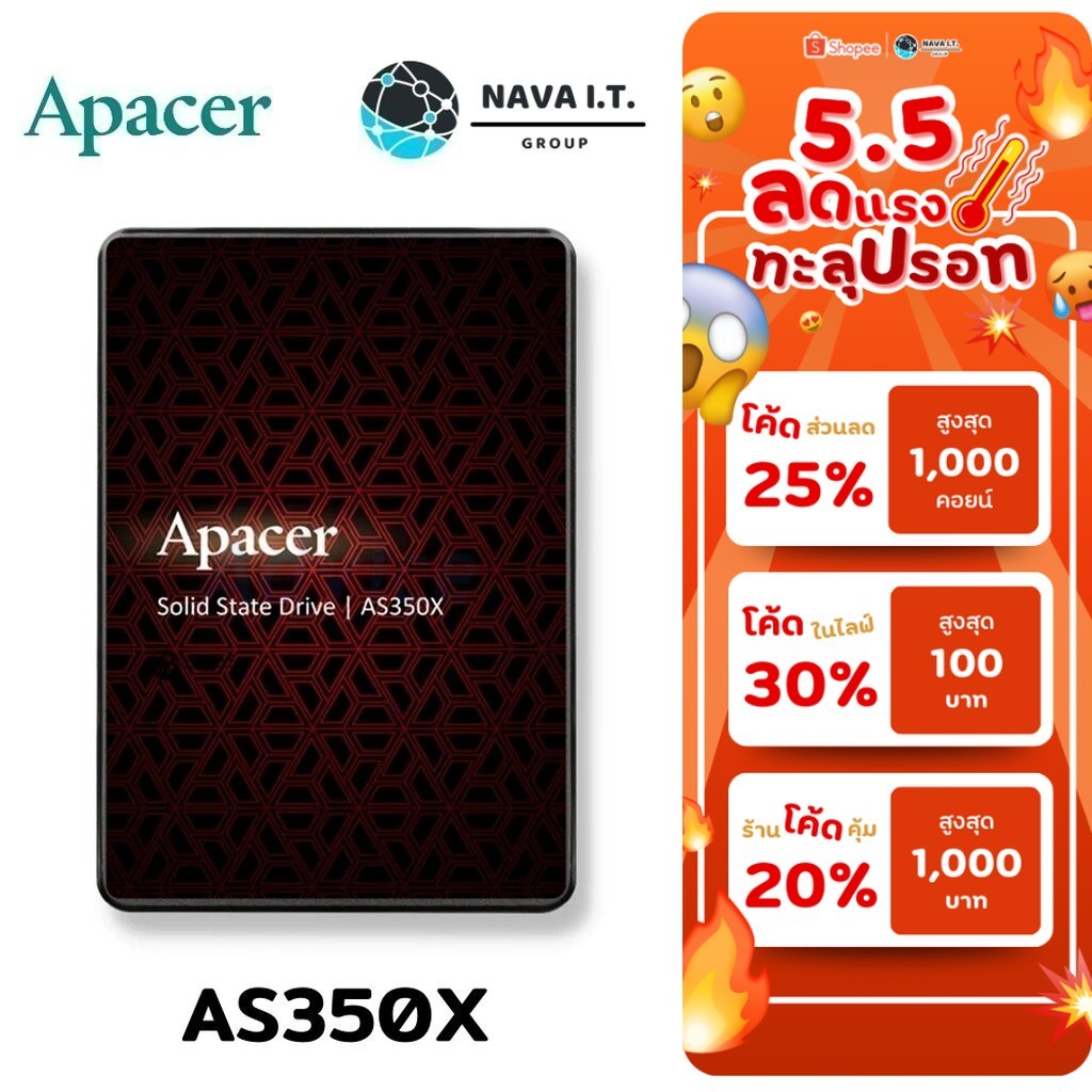 APACER SSD AS350X 256GB SSD SATA 2.5 (APA-AS350X256) (เอสเอสดี)