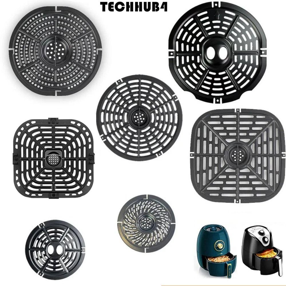 TECHHUB4 Air Fryer Grill, Square Round Air Fryer Mat, Easy To Clean Black No BPA Food Grade Crisper Basket Kitchen