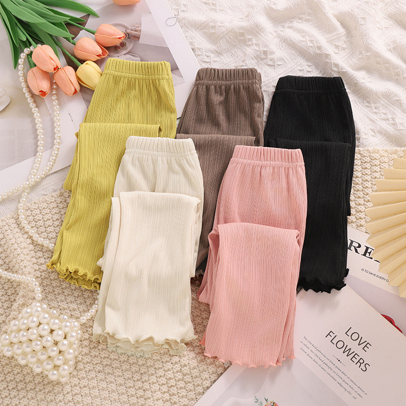 [RJ] 80-150CM Girls Curling Flared Pants Summer Thin Style Air Mosquito Pants All-Match Pants