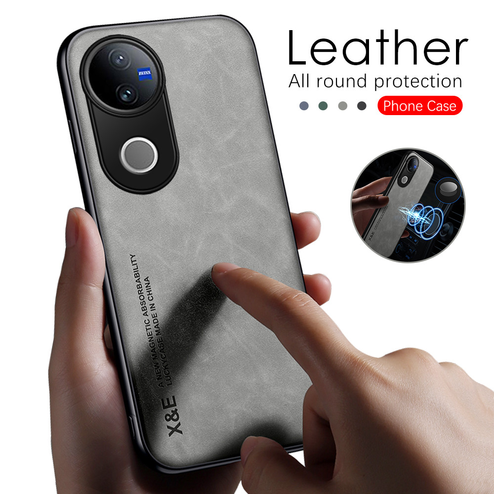 สําหรับ Vivo v50 5G หนัง PU ธรรมดาเคสโทรศัพท์แม่เหล็ก VivoV50 V 50 Vivo v50 ซิลิคอนกรอบ Protector ฝา