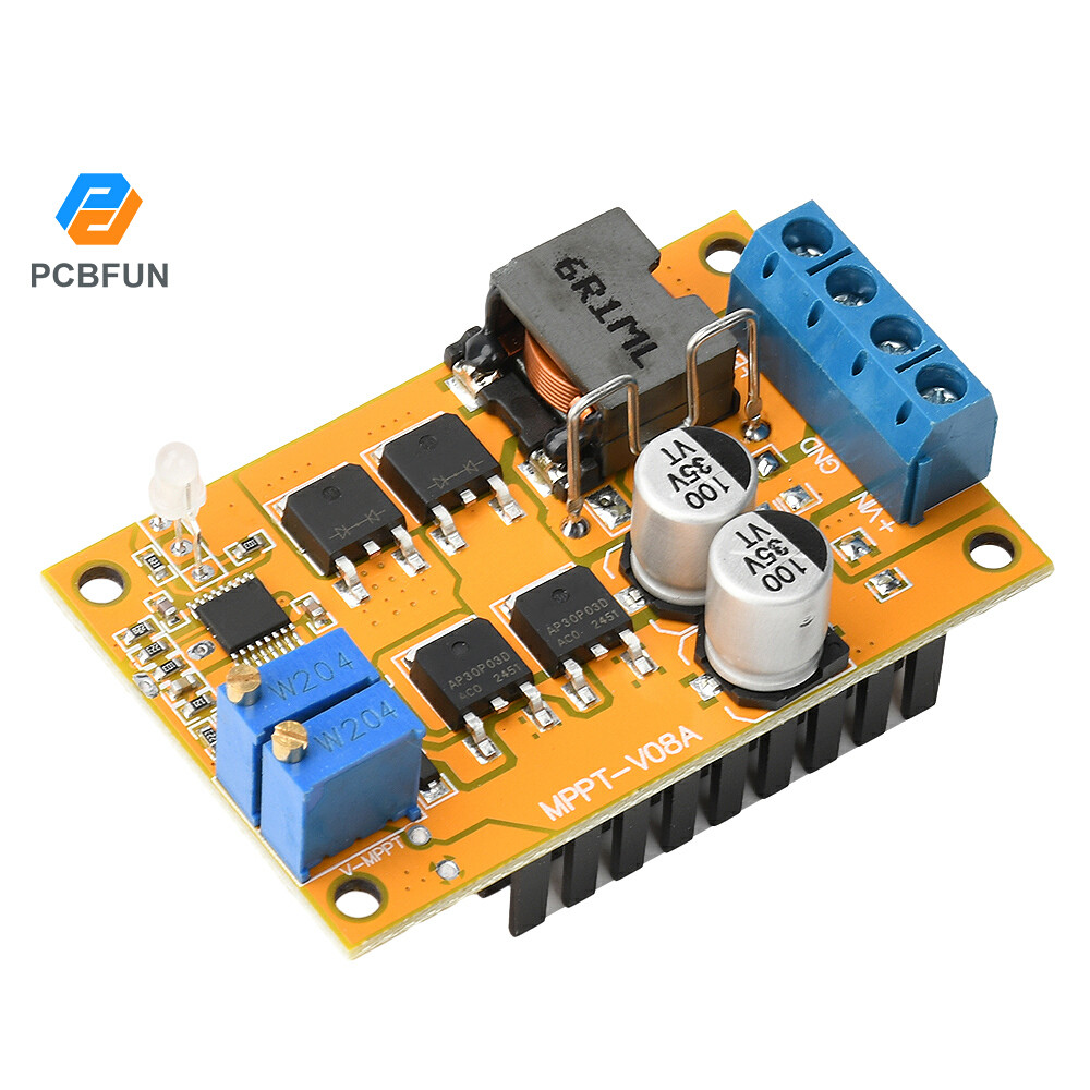 Pcbfun MPPT ตัวควบคุมแผงโซลาร์เซลล์ 9V 12V 24V สวิตช์อัตโนมัติแผงชาร์จพลังงานแสงอาทิตย์ DC 8-28V 5A 100W