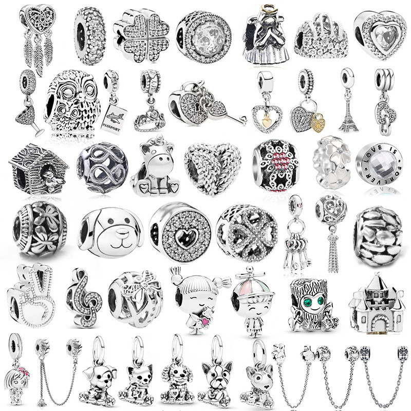 เงินเสน่ห์ลูกปัดจี้เหมาะสําหรับทําสร้อยข้อมือสร้อยข้อมือสร้อยคอสุภาพสตรีของขวัญ