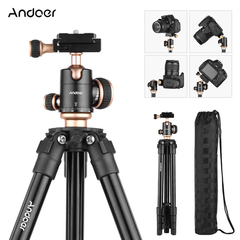 ขาตั้งกล้อง Andoer Q160SA ขาตั้งกล้องพร้อมหัวบอลพาโนรามาสำหรับกล้อง DSLR กล้องดิจิตอล กล้องวิดีโอ Ca