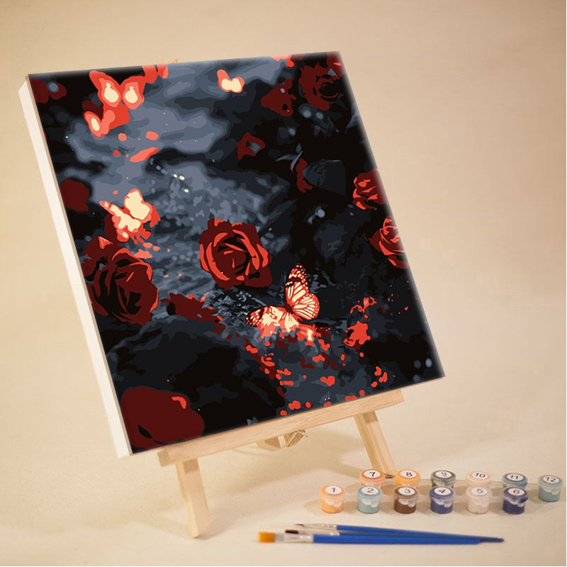 [พร้อมกรอบ]DIYระบายสีตามตัวเลข 20*20ซม.Paint by Numbers ดอกไม้ภาพวาดอะคริลิก การวาดภาพดิจิตอล ของขวัญ ส่งมอบทันที - รูปที่ 6