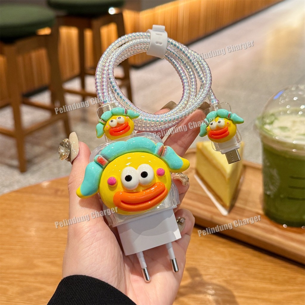 ขนทอดน่ารัก Samsung 25W การ์ตูน Charger Protector, Samsung 25W Charger Head Cable Protector, Samsung