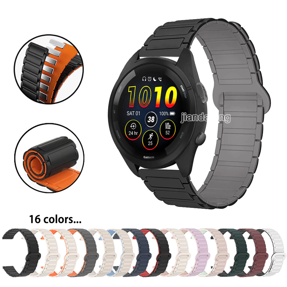 18 มม.20 มม.22 มม.ซิลิโคนกันน้ําแม่เหล็กสําหรับผู้เบิกทาง Garmin 570 165 55 158 265 265s 255 Vivoactive 6 5 4 Venu 4 3 3s 2 plus Vivomove