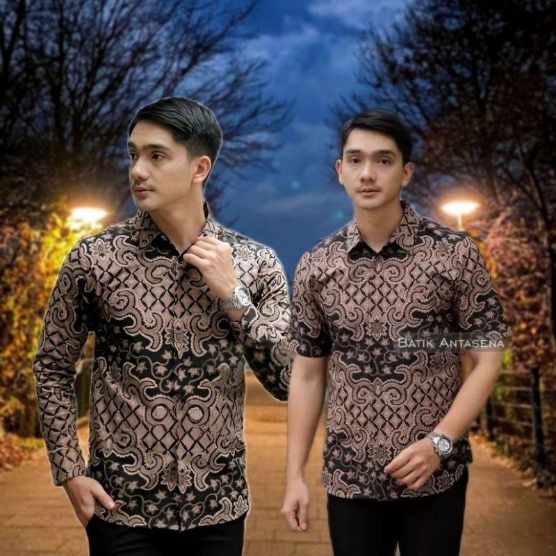 KEMEJA จัดส่งฟรี Mens Casual Fashion Regular fit Batik Shirt JS size ML XL XXL