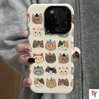 เต็มหน้าจอ Cat Apple 15 Pro เคสโทรศัพท์ 16/17 Pro Max 2-in-1 14 Pro Max กันกระแทก 13 Full Coverage 7/8 Plus