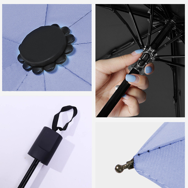🌞🌂ร่มกันUV ร่มพับ กันแดด กันฝน ขนาดเล็ก น้ำหนักเบา พกพาสะดวก สีน่ารัก โครงร่มเป็นสแตนเลสและมีด้ามจับที่แข็งแรงทนทาน - รูปที่ 3