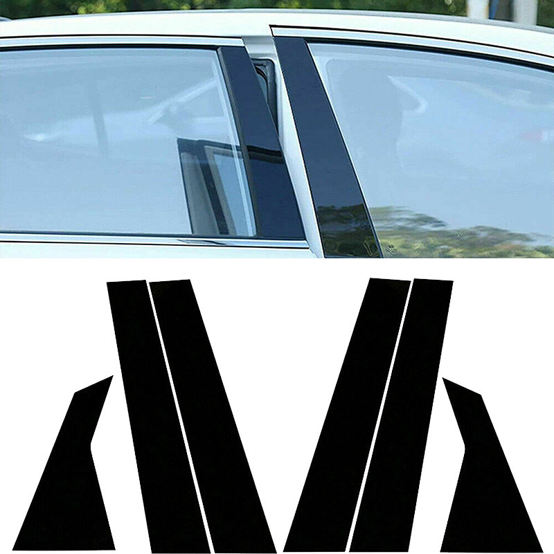 &BEST & 6 ชิ้นสีดํารถหน้าต่างประตูเสาโพสต์ Trim BC คอลัมน์สติกเกอร์รูปลอกสําหรับ Honda Civic Sedan 2