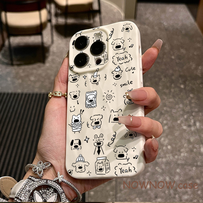 กันกระแทกสําหรับ iPhone 15 14 13 12 11 Pro MAX X XR XS MAX 7 8 Plus Simple สุนัขหลายสีคู่ full-body fall protection เคสโทรศัพท์ Soft Cover