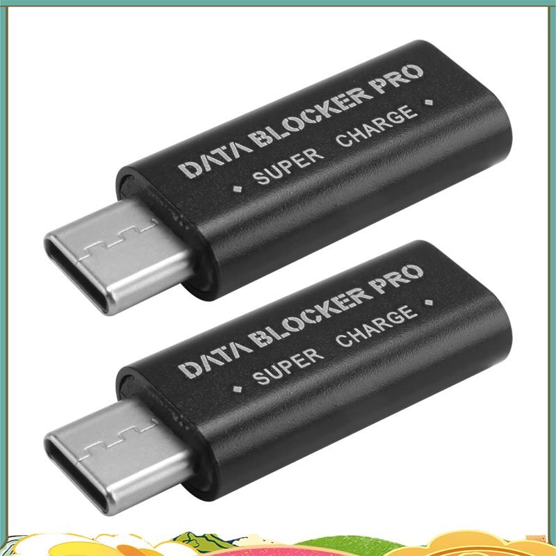 2PCS USB Type-C Data Blocker USB-C Juice Jack Adapter รองรับ Quick Charge (50V/5A) หยุดข้อมูลการโจรก