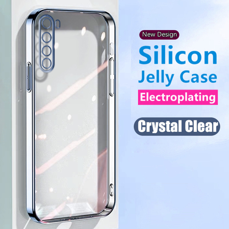 สําหรับ OnePlus Nord AC2001 AC2003 ยืดหยุ่นขอบซิลิโคนอ่อนนุ่มชุบเคสเยลลี่คริสตัลใสป้องกันสีเหลืองฝาหลังโปร่งใส