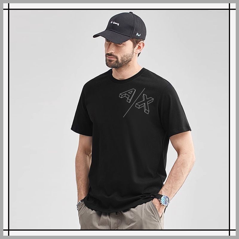 Armani เสื้อยืด AX ผู้ชายสไตล์ใหม่ ea7 เสื้อยืดแขนสั้นผู้ชายรอบคอผ้าฝ้ายแท้ครึ่งแขนเสื้อผ้าชั้นนํา