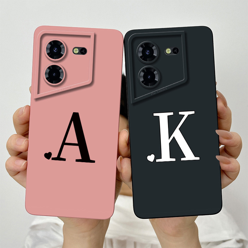 สําหรับ Tecno Pova 5 4G LH7n น่ารักตัวอักษรเริ่มต้นเลนส์ป้องกันกันกระแทกกรณี Pova5 ซิลิโคนนุ่มเคสโทรศัพท์