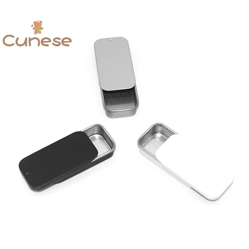 [Cenese] กล่องดีบุกขนาดเล็กเปล่าสี่เหลี่ยมโลหะ Tinplate Push Candy Pill Cases กล่องเก็บของ [ใหม่]