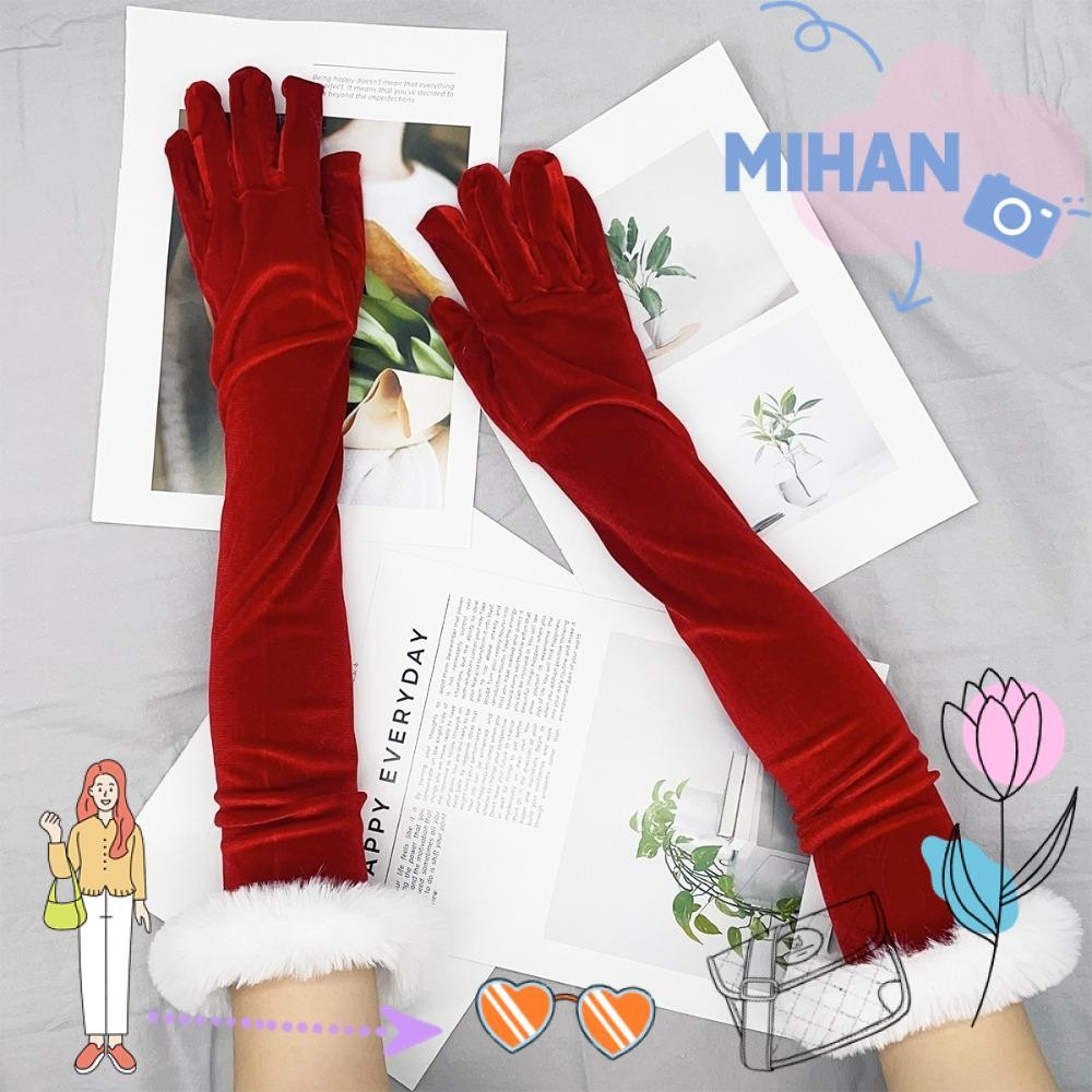 เดือน ถุงมือคริสต์มาส, ถุงมือมารยาทกํามะหยี่คอสเพลย์, ถุงมือยาวฤดูหนาวตุ๊กตายางยืด
