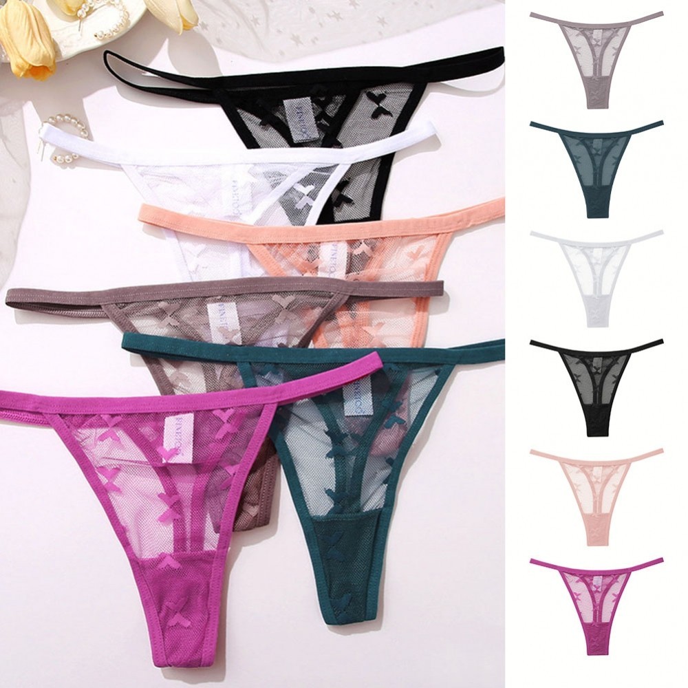Sensual Lace Gstring Thongs Underpants for Women See Though Pants (สีเขียวเข้ม)