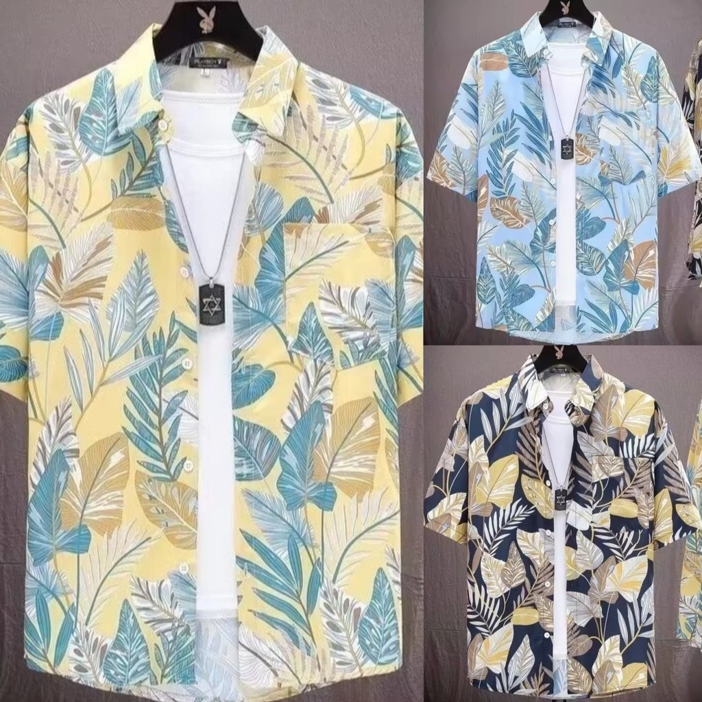 hawaii shirt เชิ้ตลายดอก เสื้อแจ็กเก็ต แขนสั้น แบบบาง ทรงหลวม ลายดอกไม้ สไตล์ฮ่องกง เรโทร เหมาะกับเดินชายหาด แฟชั่นฤดูร้อน สําหรับผู้ชาย และผู้หญิง