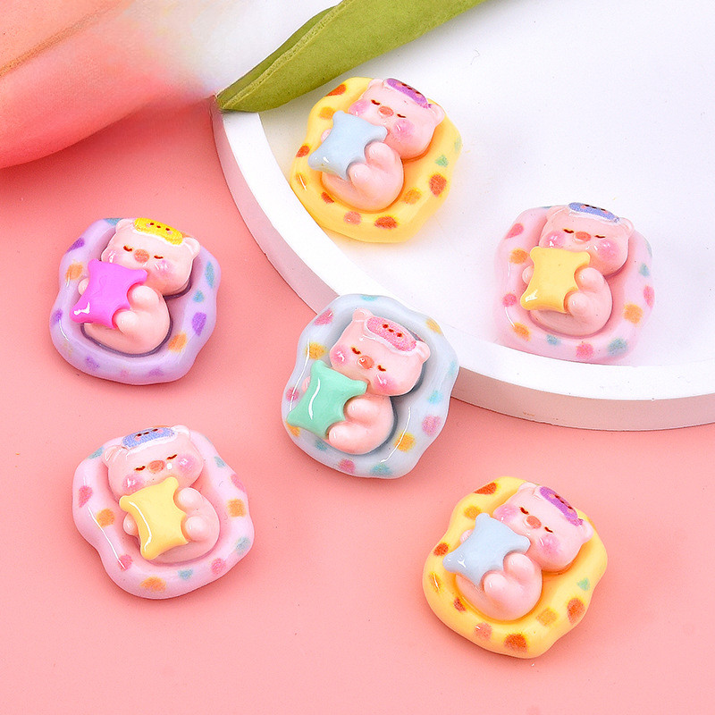 10ชิ้นน่ารักดอกไม้หมอนนอนลูกหมูเรซิ่นเสน่ห์สําหรับ ทําเอง(1-209)