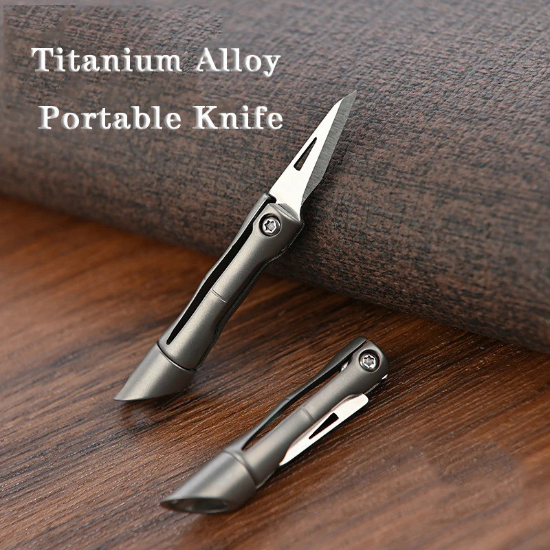 Titanium alloy Mini Unboxing Folding Knife CS GO Portable Bamboo Joint Portable Hanging Outdoor Camp