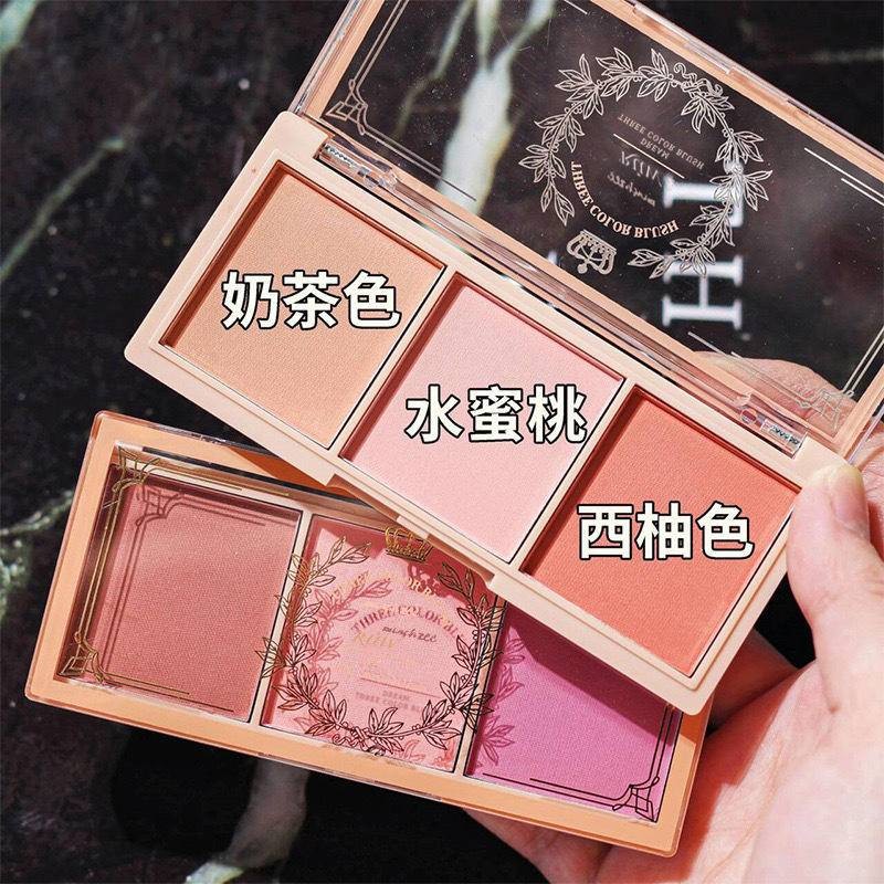 immeme Afternoon Tea สามสีบลัชออนจานเดียวกัน Rouge Cream Bulk Color Blush อายแชโดว์ Highlight One Pi