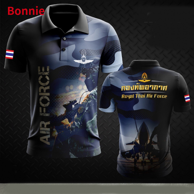 Air Force Polo พิมพ์เสื้อยืดแขนสั้นผู้ชาย 3D พิมพ์ผ้าสบาย