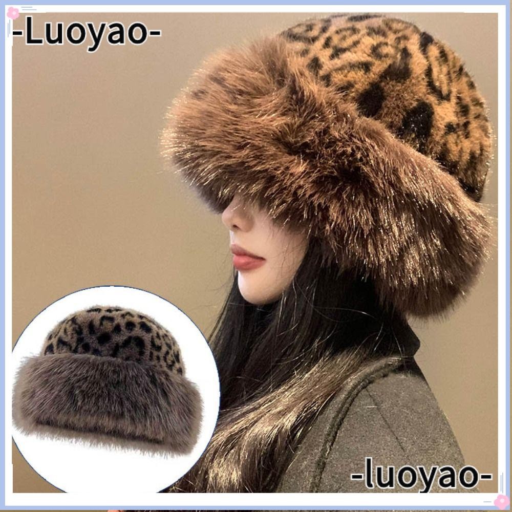 Luoyao Fluffy Fury Bucket Hat, Warm Thicken ปานามาหมวก,ป้องกันหูเย็น Snowy Day Plush หมวกชาวประมง Chrismas ของขวัญ