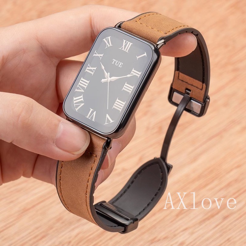 ซิลิโคน + สายหนังสําหรับ Xiaomi Mi Band 8 9 Pro สร้อยข้อมือแม่เหล็กห่วงสายนาฬิกาสําหรับ Redmi Watch 4 สายรัดข้อมือ Smartwatch