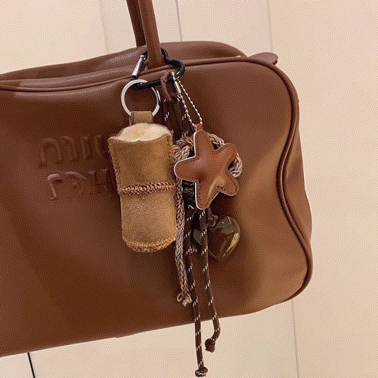จี้บูตหิมะ~เฟอร์แบบบูรณาการ!Niche miu Style Climbing Rope Love Star Bag Pendant Keychain