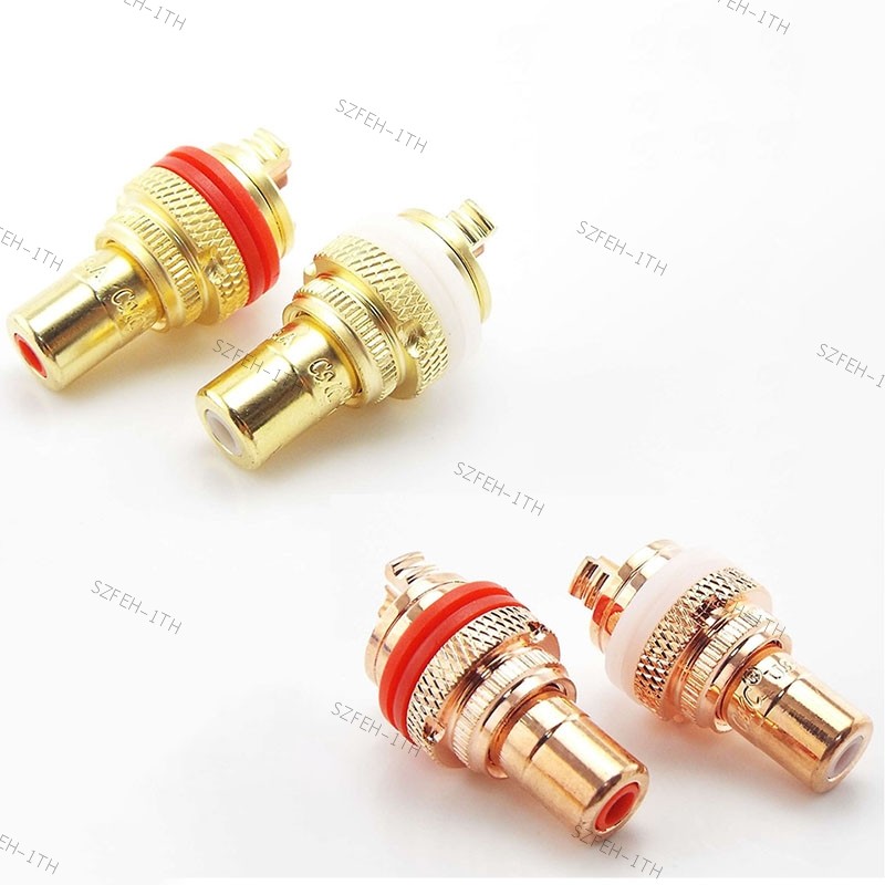 High-end RCA Connector อะแดปเตอร์แจ็ค HIFI Terminals ปลั๊ก Pom ฉนวนกันความร้อนซ็อกเก็ต AV Terminal Phono Audio Video สีแดงสีขาว F @ 3TH