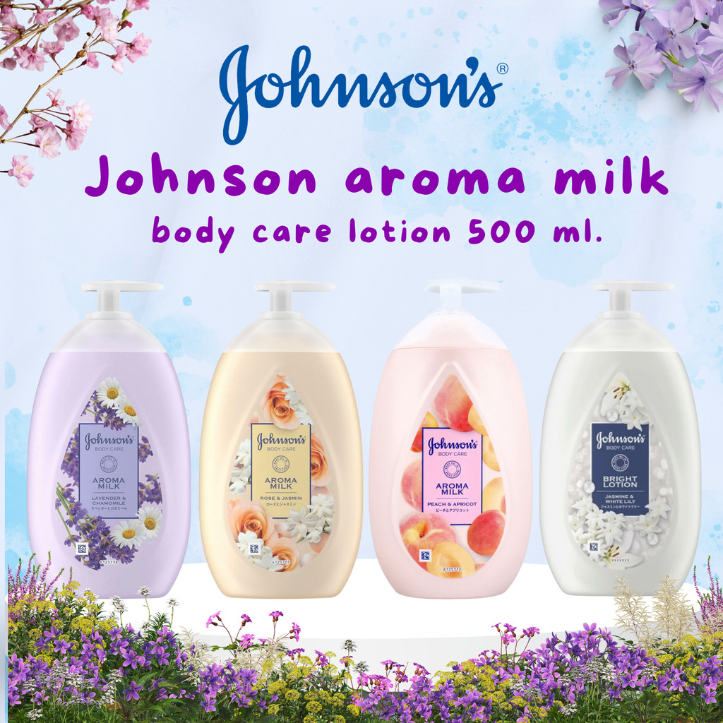 Johnson aroma milk body โลชั่นกลิ่นหอมยอดฮิตของจอห์นสัน กลิ่น Lavender /Peach&Apricot/Jasmin&Rose