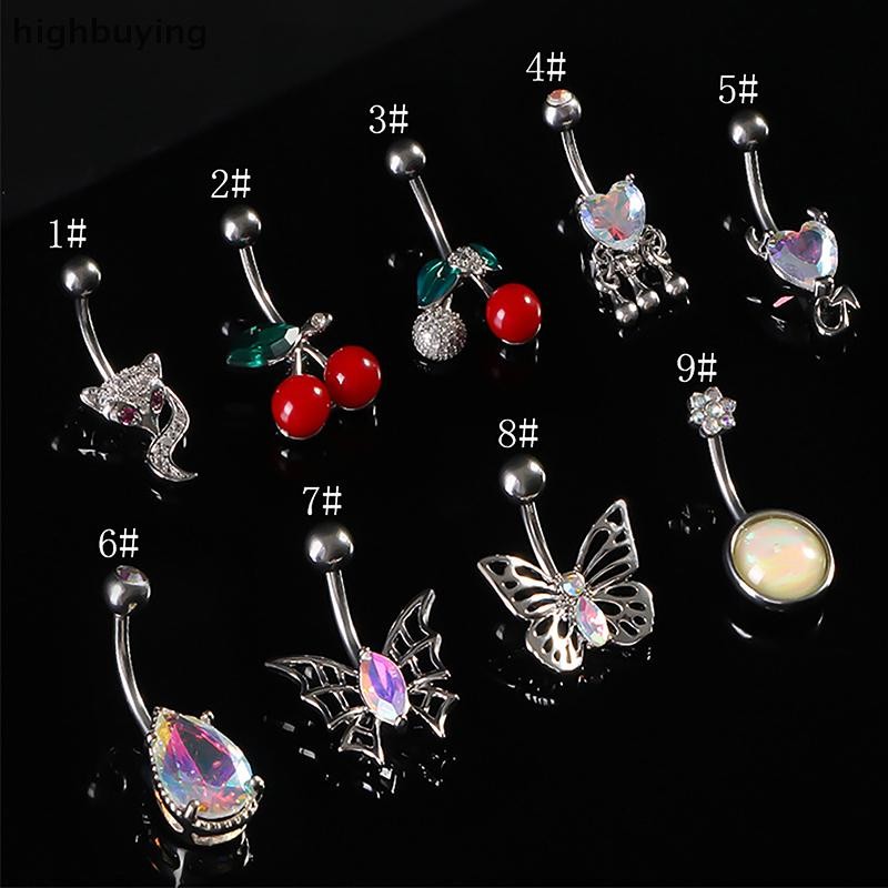 [ซื้อสูง] 1pc ผีเสื้อปุ่มท้องแหวนเครื่องประดับสแตนเลสสะดือ Barbell คริสตัลน่ารัก Belly แหวนสําหรับผู้หญิงสาวสต็อกใหม่