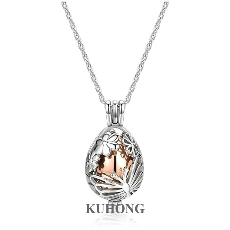 Kuhong Cremation เครื่องประดับ Urn สร้อยคอสําหรับขี้เถ้า Teardrop ผีเสื้อ Urn Memorial Locket จี้สร้
