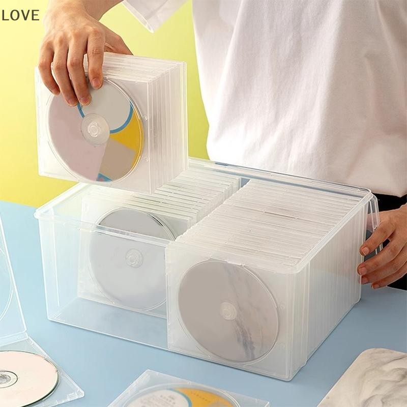 [JJCW] กล่องเก็บซีดีโปร่งใสและกันฝุ่น Home DVD Storage Disc CD หนังสือการ์ตูนจัดระเบียบกล่องเก็บของชั้นวางพร้อมฝาครอบ Snap QQW